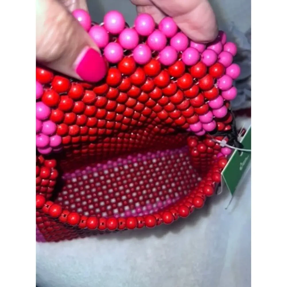 NWT Kate Spade x Target Women's Red & Pink Beaded Shoulder‎ Bag Casual